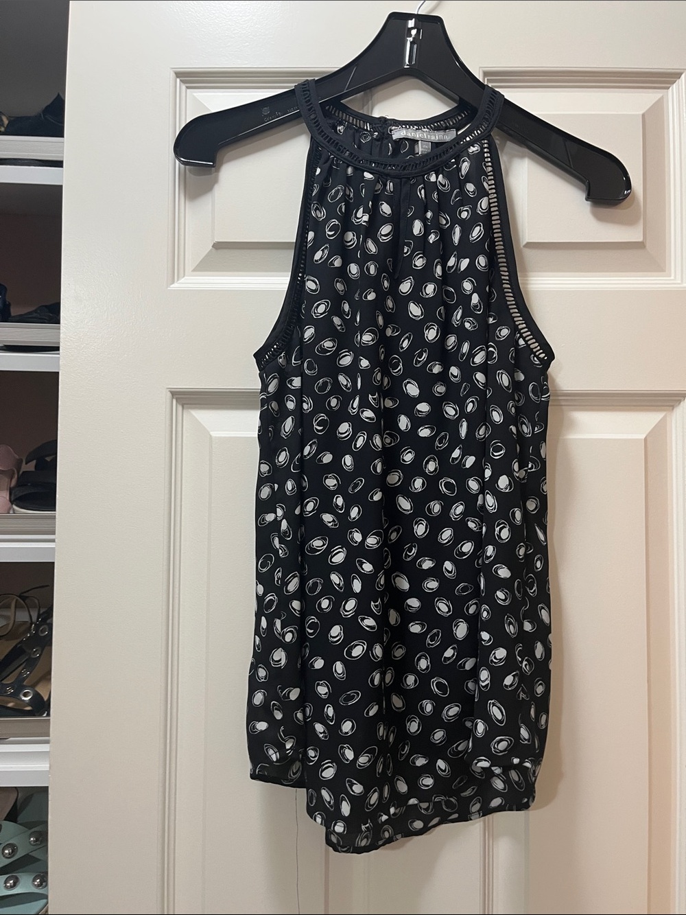 Stitch Fix Daniel Rainn Black Sleeveless Halter Camisole with White Dots